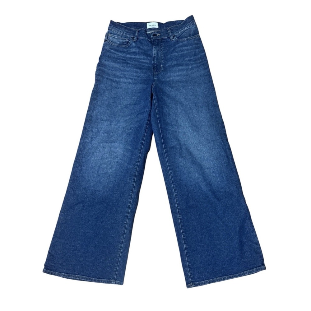 FRAME Le Slim Palazzo Wide Leg High Rise Jeans in Kinmount Preppy Sz 30-$248 - Picture 2 of 7
